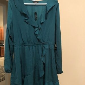 NWT Express Green Ruffle Dress size M